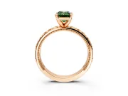 Solitaire Engagement Ring Setting for Fancy Green Emerald Cut Center with XO Engraved Band and Prong Head in Rose Gold