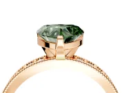 Milgrain Pave Engagement Ring Setting for Fancy Green Heart-Shaped Center with Accent Band and Prong Head in Rose Gold