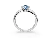 Tension Engagement Ring Setting for Fancy Blue Pear-Shaped Center with Wide Flat Band and Tension Head in Platinum