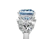 Leaf Cluster Engagement Ring Setting for Fancy Blue Princess Cut Center with Marquise Accents and Prong Head in Platinum