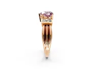 Solitaire Engagement Ring Setting for Fancy Pink Heart-Shaped Center with Grooved Bar Accent Band and Prong Head in Rose Gold