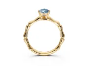 Solitaire Engagement Ring Setting for Fancy Blue Pear-Shaped Center with Bamboo Band and Prong Head in Yellow Gold