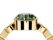 Milgrain Bezel Engagement Ring Setting for Fancy Green Round Cut Center with Marquise Stations and Bezel Head in Yellow Gold