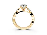 Floral Engagement Ring Setting for Round Cut Center with Trailing Marquise Accents and Prong Head in Yellow Gold