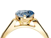 Solitaire Engagement Ring Setting for Fancy Blue Heart-Shaped Center with Channel Accents and Prong Head in Yellow Gold