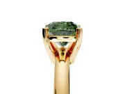 Solitaire Engagement Ring Setting for Fancy Green Cushion Cut Center with Wire Band and Prong Head in Yellow Gold