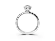 Solitaire Engagement Ring Setting for Marquise Center with XO Engraved Band and Prong Head in Sterling Silver