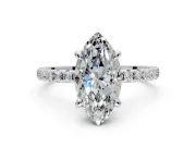 Solitaire Engagement Ring Setting for Marquise Center with Fine Pave Narrow Band and Prong Head in Sterling Silver
