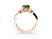 Solitaire Engagement Ring Setting for Fancy Green Round Cut Center with Marquise Flower Shoulders and Prong Head in Rose Gold
