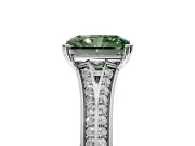 Solitaire Engagement Ring Setting for Fancy Green Radiant Cut Center with Pave Rail Split Shank and Prong Head in Sterling Silver