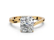 Solitaire Engagement Ring Setting for Radiant Cut Center with Plain Bypass Twist Band and Prong Head in Yellow Gold