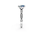 Solitaire Engagement Ring Setting for Fancy Blue Oval Center with Milgrain Bezel Accents and Prong Head in Platinum