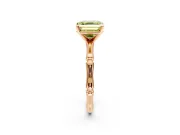 Solitaire Engagement Ring Setting for Fancy Yellow Asscher Cut Center with Bamboo Band and Prong Head in Rose Gold