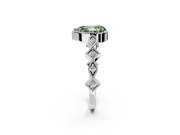 Milgrain Bezel Engagement Ring Setting for Fancy Green Pear-Shaped Center with Marquise Stations and Bezel Head in Platinum