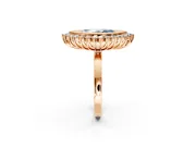 Halo Engagement Ring Setting for Fancy Blue Marquise Center with Milgrain Bezel Rim, Plain Band and Prong Head in Rose Gold