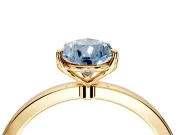 Solitaire Engagement Ring Setting for Fancy Blue Pear-Shaped Center with Thin Rounded Plain Band and Prong Head in Yellow Gold