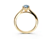 Solitaire Engagement Ring Setting for Fancy Blue Pear-Shaped Center with Narrow Cathedral Band and Prong Head in Yellow Gold