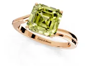 Solitaire Engagement Ring Setting for Fancy Yellow Asscher Cut Center with Plain Bypass Twist Band and Prong Head in Rose Gold