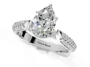 Solitaire Engagement Ring Setting for Pear-Shaped Center with Multi-Row Accents and Prong Head in Sterling Silver