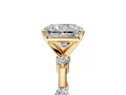 Solitaire Engagement Ring Setting for Radiant Cut Center with Bezel Station Band and Prong Head in Yellow Gold