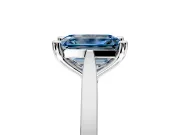 Solitaire Engagement Ring Setting for Fancy Blue Emerald Cut Center with Tapered Shoulders and Prong Head in Sterling Silver
