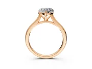 Solitaire Engagement Ring Setting for Heart-Shaped Center with Narrow Cathedral Band and Prong Head in Rose Gold