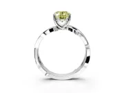 Solitaire Engagement Ring Setting for Fancy Yellow Oval Center with Pave and Plain Crossover Band and Prong Head in Sterling Silver