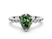 Solitaire Engagement Ring Setting for Fancy Green Pear-Shaped Center with Bezel-Dot Beaded Band and Prong Head in Platinum