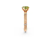 Rope Engagement Ring Setting for Fancy Yellow Round Cut Center with Accent Shoulders and Prong Head in Rose Gold