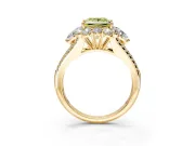 Halo Engagement Ring Setting for Fancy Yellow Princess Cut Center with Two-Strand Split Shank and Prong Head in Yellow Gold