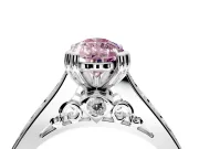 Solitaire Engagement Ring Setting for Fancy Pink Pear-Shaped Center with Channel Band and Double Claw Prong Head in Sterling Silver
