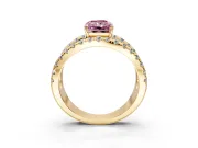 Solitaire Engagement Ring Setting for Fancy Pink Radiant Cut Center with Wide-Open Split Shank and Prong Head in Yellow Gold