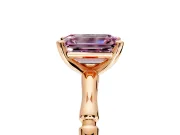 Solitaire Engagement Ring Setting for Fancy Pink Emerald Cut Center with Bamboo Band and Prong Head in Rose Gold