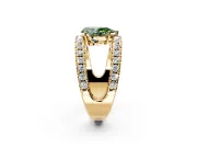 Solitaire Engagement Ring Setting for Fancy Green Pear-Shaped Center with Wide-Open Split Shank and Prong Head in Yellow Gold