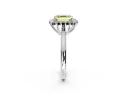 Starburst Halo Engagement Ring Setting for Fancy Yellow Asscher Cut Center with Thin Round-Wire Band and Prong Head in Platinum