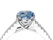 Solitaire Engagement Ring Setting for Fancy Blue Cushion Cut Center with Pave Split Shank and Prong Head in Platinum