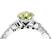 Leaf Motif Engagement Ring Setting for Fancy Yellow Pear-Shaped Center with Pave Band and Prong Head in Platinum