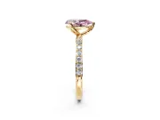 Solitaire Engagement Ring Setting for Fancy Pink Pear-Shaped Center with Fine Pave Accents and Prong Head in Yellow Gold