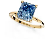 Minimalist Solitaire Engagement Ring Setting for Fancy Blue Radiant Cut Center with Thin Band and Prong Head in Yellow Gold
