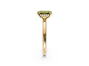 Hidden Halo Engagement Ring Setting for Fancy Yellow Emerald Cut Center with Thin Rounded Band and Prong Head in Yellow Gold