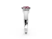 Solitaire Engagement Ring Setting for Fancy Pink Round Cut Center with Wide Band, Pave Collar and Prong Head in Sterling Silver