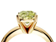 Solitaire Engagement Ring Setting for Fancy Yellow Cushion Cut Center with Wire Band and Prong Head in Yellow Gold