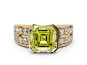 Bezel Engagement Ring Setting for Fancy Yellow Asscher Cut Center with Wide Channel-Set Band and Bezel Head in Yellow Gold