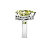 Hidden Halo Engagement Ring Setting for Fancy Yellow Pear-Shaped Center with Wide Flat Plain Band and Prong Head in Platinum