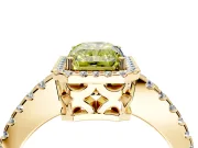 Accent Halo Engagement Ring Setting for Fancy Yellow Radiant Cut Center with Full-Length Pave Band and Prong Head in Yellow Gold