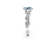 Solitaire Engagement Ring Setting for Fancy Blue Pear-Shaped Center with Bar-Station Pave Twist and Prong Head in Platinum