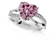 Solitaire Engagement Ring Setting for Fancy Pink Heart-Shaped Center with Pave and Plain Crossover Band and Prong Head in Platinum