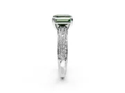 Solitaire Engagement Ring Setting for Fancy Green Asscher Cut Center with Multi-Row Pave Accents and Basket Head in Sterling Silver