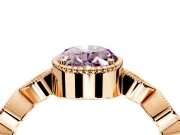 Vintage Station Engagement Ring Setting for Fancy Pink Oval Center with Accents and Prong Head in Rose Gold