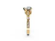 Solitaire Engagement Ring Setting for Heart-Shaped Center with Marquise and Bezel Accents and Prong Head in Yellow Gold